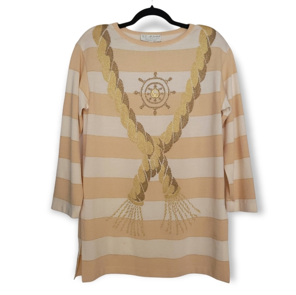 Vintage St John beige nautical rope striped sweater - Picture 1 of 12